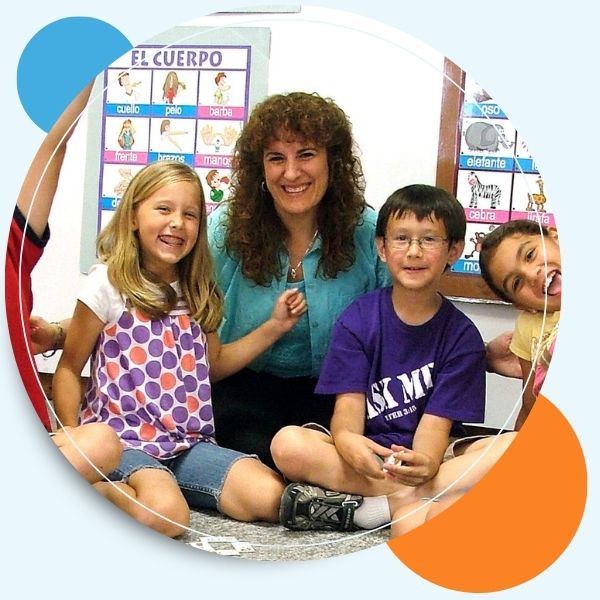 teacher with students