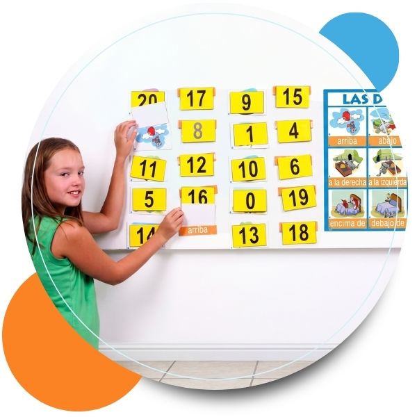 girl working with flashcards